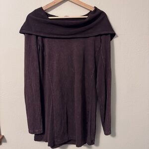 Baskara Lesser womans brown hooded long sleeve modest top Size Large